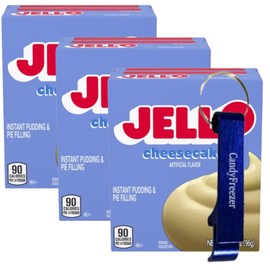 Candy Freezer Instant Pudding & Pie Filling Mix 3.4 oz oz (Pack of 3) with Bottle Opener Keychain (Cheesecake) Keychain