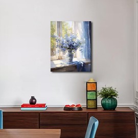 TISHIRON Flowers Paint by Numbers for Adults Vase DIY Adult Paint by Number Kits on Canvas Blue Floral Painting by Numbers Kits Acrylic Painting Art Crafts for Home 16"x20"(Frameless)