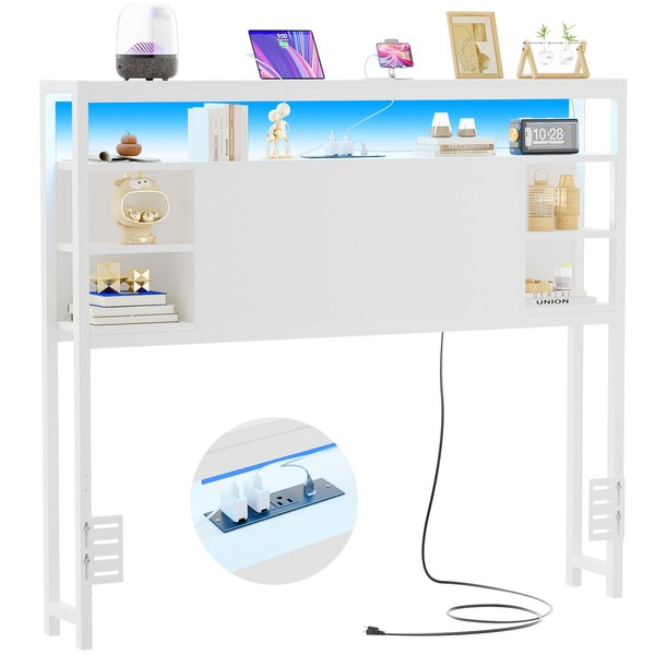 Unikito Twin Headboard with Storage, Headboard with Power Outlets and