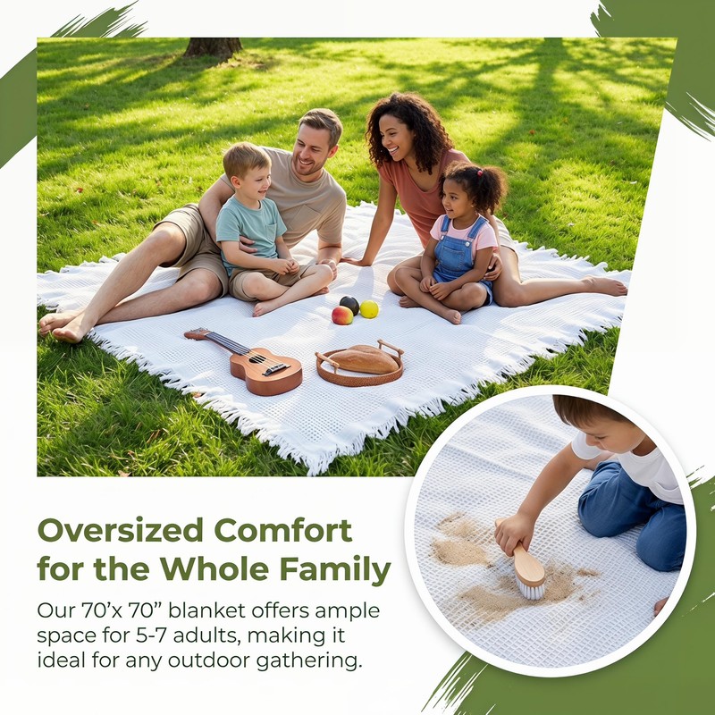 Zyntrytong 70"x 70" Picnic Blanket Extra Large,Layer Outdoor Blanket for