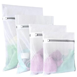 KU Set of 4 Laundry Net for Washing Machine, Travel Laundry Bag, Large, 50 x 60 cm with Zip, Laundry Bag for Bra, Clothes, Shoes, Baby and Children (Set of 4)
