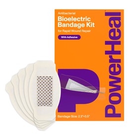PowerHeal Bioelectric Bandage Kit for Wound Care & Fast Healing – 3-Layers w/Bioelectric Pad, Absorbent Pad, Adhesive + Wound Hydrogel – for Cuts, Abrasions, Blisters, Burns – 5-Pack, 2.3" x 3.5"