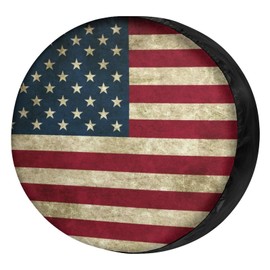 Foruidea Retro American Flag Spare Tire Cover Wheel Tire Cover Fit Trailer, RV, SUV and Many Vehicle 13inch