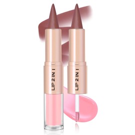 HOSAILY Lip Combo – 2 in 1 Dual-Ended Lip Liner Lipstick & Gloss Kit, Berry Blush Juicy Lip Mirror Effect, Velvet Matte Lip Liner Smooth Buildable Glass Quick Fuller Lip Plumping Set for Women05#