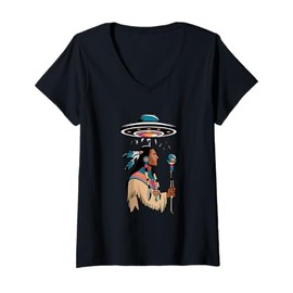 Womens Peace Pipe to the Pleiades: First Nations, First Contact V-Neck T-Shirt
