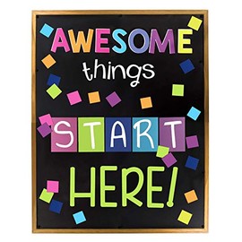 Classroom Bulletin Board Decoration Set, Welcome Banner, Wall or Door Decor,143 Pieces, Ready to Use, Huge Time Saver for Teachers, Colorful Classroom Decorations, Awesome Things Start Here!