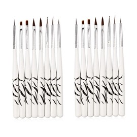 Ipetboom 16 Pcs Nail Art Brush Pens Set Zebra Design 8-piece Gel Nail Brush Art Tips Builder for