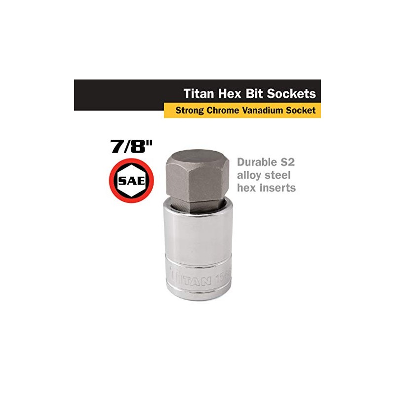 Titan Tools 15668 1/2-Inch Drive x 7/8-Inch Hex Bit Socket