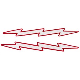 Parches bordados de dos piezas con diseño de rayo rojo