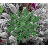 12pcs Glitter Snowflake Ornament for Christmas Tree Decoration-7 Inch,Emerald Green