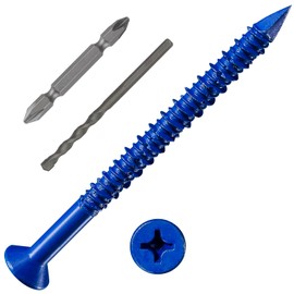 WenSilon(100 PCS) 3/16"x3-1/4 Concrete Screw Anchor Blue Flat Head for Anchoring to Masonry, Block or Brick Stucco