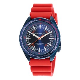Nautica Men's NAPNVF305 Vintage Red Silicone Strap Watch