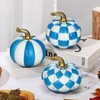 3-Piece Blue and White Resin Pumpkin Set, Coastal Fall Decor
