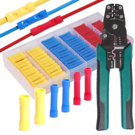 aikoolwer Wire Butt Connectors Assortment Kit Crimper Stripper Crimping Tool 22-10AWG Insulated Electrical Automotive Straight Splice Wiring Crimp Terminals