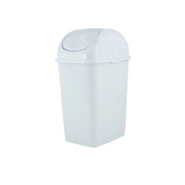 Superio 1.25 Gal Mini Plastic Trash Can with Swing Top Lid – White