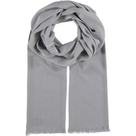 Giorgio Rimaldi Plain Scarf - 65 x 190 cm - Fashionable Plain Stole with Fringes - Perfect for Spring and Summer, silver