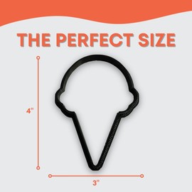 Ice Cream Cone Cookie Cutter with Easy to Push Design, for Baby Showers, Work Events, and Birthday Celebrations (4 inch)