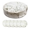 7PCS Drink Coaster Reversible Leather Round Platinum Marble Appearance 10cm