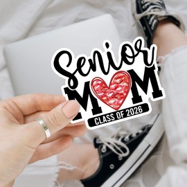 3Pcs Senior Mom Class of 2026 Sticker, Graduation Sticker, Class of 2026 Stickers, Grad Bumper Decal, Senior Mom Stickers for Laptop Water Bottle Phone Car Helmet 3" (Normal, 3in)