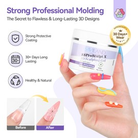 Saviland Solid Sculpture Building Gel, Iridescent Colors Non-Stick Hand Nail Extension Gel, 3D Nail Gel, Hard Gel for Nails, 3D Gel for Nails, 3D Sculpture Nail Gel (White, 01-)