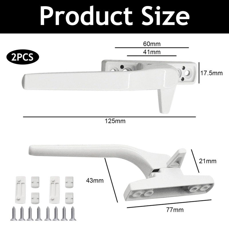 Yuiturt 2 Pcs Window Handle, Double Glazing UPVC Window Handles,