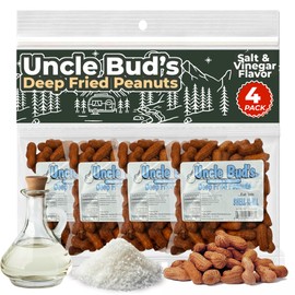 Uncle Bud's Deep Fried Peanuts In Shell (4-Pack) | Salt and Vinegar Peanuts, Salted Peanuts In The Shell, Shelled Peanuts Snack Pack, Nuts Individual Packs, Organic Peanuts Bulk, Peanuts Salted