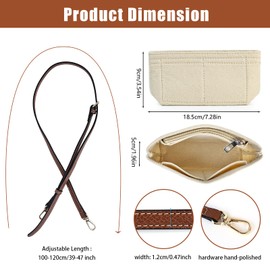 Fidqiog 2-in-1 Mini Bag Strap Kit, No-Punch Adjustable Strap for Crossbody/Tote Converter, Felt Bag Organizer Insert for Tote with Multi-Pocket
