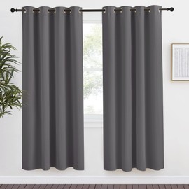 NICETOWN Grey Blackout Curtain 78 inch Long, W55 x L78, 1 Panel, Thermal Insulated Window Treatment with Grommet Room Darkening Thermal Insulated Panel for Bedroom/Living Room