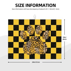 BOXIMIAO Dish Drying Mat Checkerboard Dog Paw Drying Mat 18''X24'' Reversible Microfiber Dish Drying Pad Dish Absorbent Mats For Kitchen Counter Coffee Bar