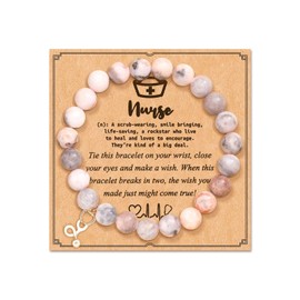 Nurse Gifts for Women Nurse Appreciation Bracelet Gifts Natural Stone Nurse Bracelet Nurse Practitioner Gifts Doctor Nurse Medical Student Graduation Jewelry Gifts (B: stethoscopes nurse bracelet)
