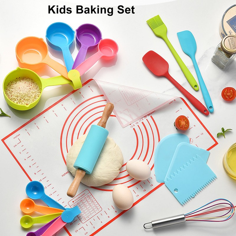 19PCS Kids Baking Set Silicone Nonstick Safe Spatula Brush Whisk