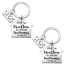QZKJQDD 2Pcs New Home Keyring, 2025 New Home Gifts, Home for Couple Keychain, Blessings printed on it, Suitable for House Warming, Gifts for Couple