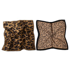 YSDYY 2 pieces leopard print square scarf, retro printed silk scarf, fashionable decorative scarf, portable accessories, suitable for headscarves, straps and neck scarves.