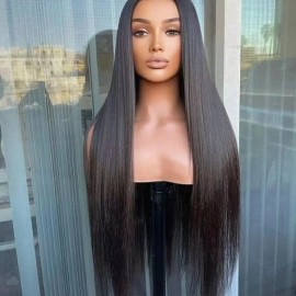 Vietnamese Wig Original Burmese Curly Wig Black Women High Quality HD Lace Front Wig RAW 10-30 Inch Hairstyle: Straight, color: Black, Stretched Length: 12"