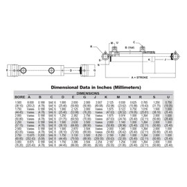 Chief LD Loader Welded Hydraulic Cylinder - Double Acting Cylinder for Light Duty Applications - 1.5” Bore, 20” Stroke, 3000 PSI, Retracted Length 28”, 48” Extended, 3340 lbs Column Load, SAE 6 Port