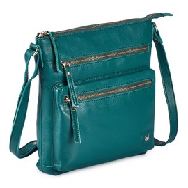 Wise Owl Accessories Real Leather Small Crossbody Handbags & Purses for Women -Premium Crossover Over the Shoulder Bag (Emerald Green Nappa)