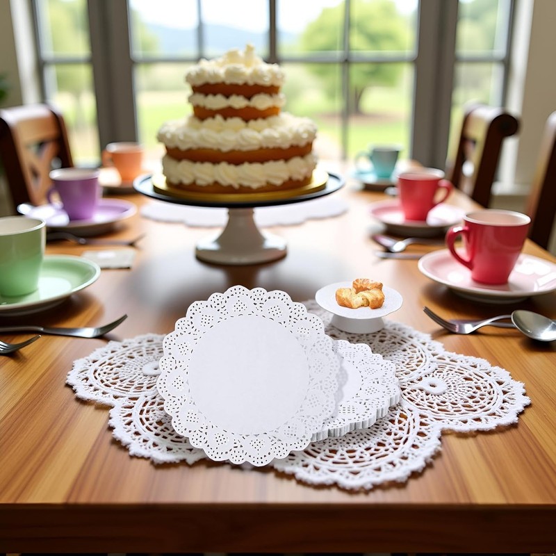 150 Pcs 6" White Lace Paper Doilies,Disposable Round Liners for
