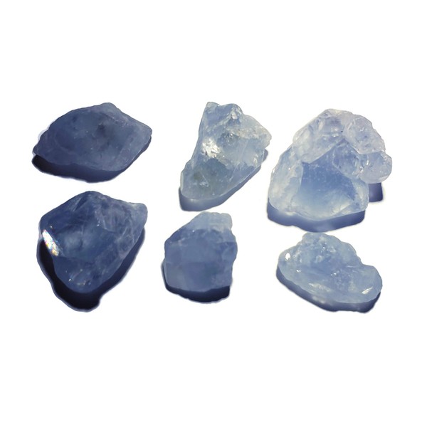 6pc Set Raw Celestite Celestine Small Rough Naturally Semi-Faceted &