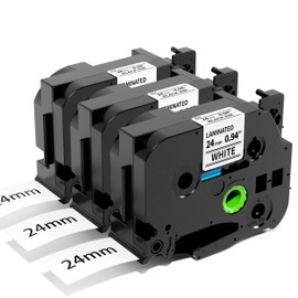 Aken TZ-251 Compatible TZe 24 mm Label Tape with Brother P Touch Tapes 24 mm Black on White TZe-251 TZe251 AZe-251 for Brother P Touch Cube P710BT D600VP P700 P750W 2430 2730, Pack of 3