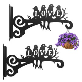 DragonX2 Pack of 2 Hanging Basket Holder Metal, 10 Inch Hanging Basket Bird House Wall Holder Hook, Flower Pot Wall Mount, Suitable for Garden Decoration, Flower Pots, Fairy Lights (4 Birds) (B)