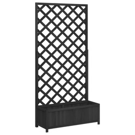 Gecheer Planter with Trellis Black Solid Wood Fir