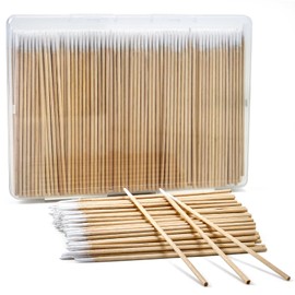 400PCS Pointed Cotton Swabs with Storage Case - Precision Tip Cotton Swabs with Wooden Sticks - Microblading Cotton Swab 4 inch - Cotton Swabs for Makeup, Tattoo Permanent Supplies