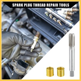 REPAIROCK Outer Universal Spark Plug Thread Repair Tools with M12x1.25 Inner Thread Inser and M14x1.25 Tap/Engine Repair Tools/Durable / 1 Set/Gold Tone Auto Replacement Parts