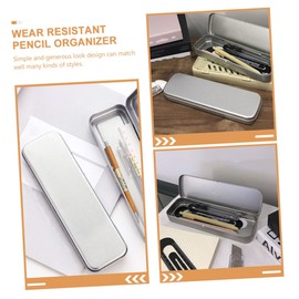 NUOLUX 3pcs Cosmetic Tin Hinges Simple For School Portable Silver Case Syringe Case Empty Tin Can Office Pencil Metal Stationery Storage Brush Student