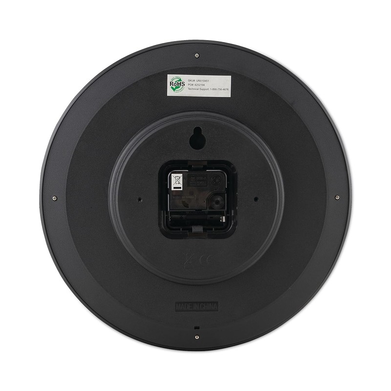 Universal Whisper Quiet Clock, 12, Black, White