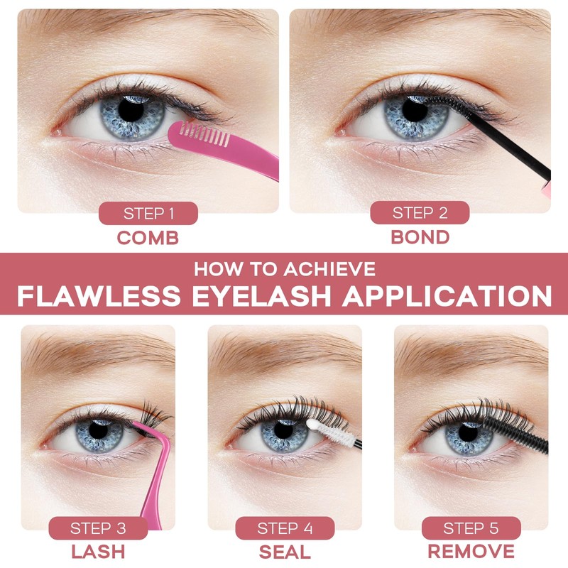 Individual Eyelashes Kit, 392Pcs 4 Styles D Curl Mix9-16mm Soft
