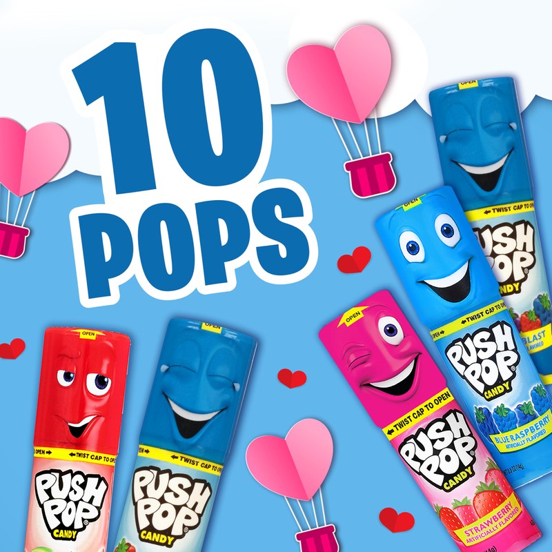 Push Pop Giant Christmas Candy Lollipop Container, 10 Ct Individually