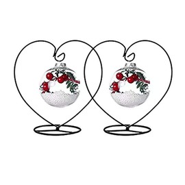 Archi 2 Pack Heart-Shaped Ornament Display Stand Iron Pothook Stand for Hanging Glass Terrarium (Heart)
