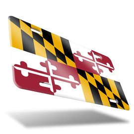 DMSE US State Flag License Plates 12" x 6" Inch - Durable Aluminum Tag for Cars and Trucks – Textured Finish Vibrant Colors - 100% Made in The USA (Maryland)