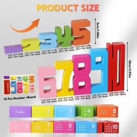 nnOuOnn Wooden Number Building Blocks, Number Blocks Toys for Kids, 1-10 Wooden Numberblocks with Instruction Card, Educational Wood Blocks for Learning Games
